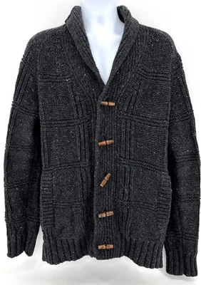 Cárdigan Banana Republic Toggle para hombre M mezcla de lana grueso tejido gris italiano Foto 1 de 4