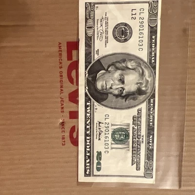 20 Dollar Bill  CL29016103CSeries 2001 "Printing cut  Error " Rare.  - Image 1 of 4