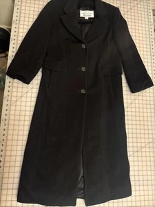 Vintage Marvin Richards BLOOMINGDALES 100 % Kaschmir langer schwarzer Mantel USA Damen 6P - Bild 1 von 24