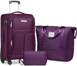 Softside 3 pcs Set Expandable Carry on Luggage Airline Approved with TSA Lock - Picture 1 of 33