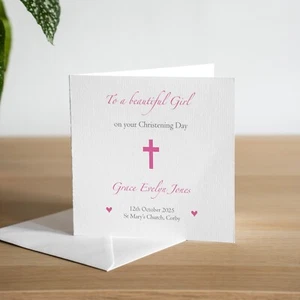Tarjeta de bautizo personalizada hecha a mano bautizo día nieta sobrina - Imagen 1 de 6