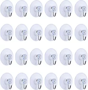 10 x WINDOW SUCTION CUPS WITH METAL HOOKS Hanger Hanging Hook Sucker Cup 25mm UK - Picture 1 of 10