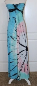 SKY Brand Tie Dyed Strapless Maxi Dress Size XS Colorful Vacation Boho Flowy - Picture 1 of 3
