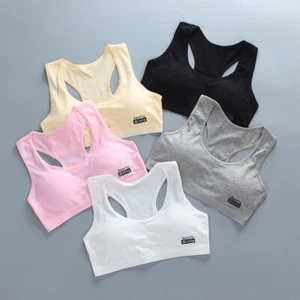 5-Pack Teen Girls Cotton Padded Training BrasBreathable Sports Bra Fit US - Picture 1 of 10