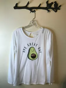 NWT Girls Justice White Long Sleeve Top w/Avocado - Avo Great Day - Picture 1 of 4