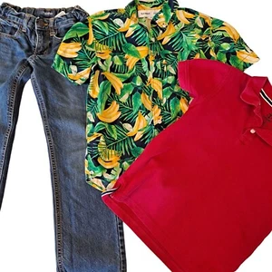 Old Navy Gymboree Boy 8 Red Collared Uniform Tropical Jeans Slim School Uniform - Picture 1 of 22