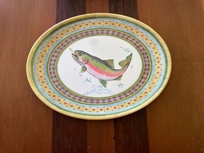 Plato para servir melamina pescado trucha galera retirado y raro Foto 1 de 4