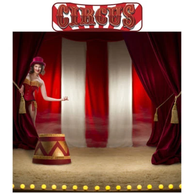 CIRCUS Photo Backdrop CARDBOARD CUTOUT Standup Standee Background Poster Big Top - Image 1 of 4