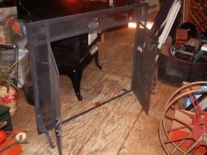 Vintage Heavy Fireplace Screen with Doors, Handcrafted Solid Wrought 44"L x 33"H - Picture 1 of 5