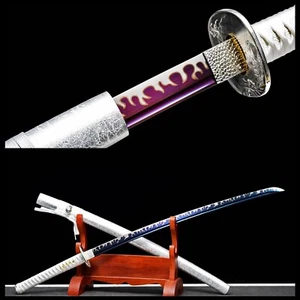 Blue&Purple T10 High Carbon Steel Katana Japanese Samurai Sharp Functional Sword - Picture 1 of 12