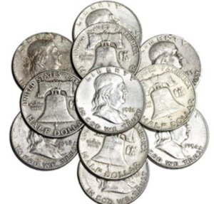 1 Franklin Half Dollars , 90% Silver Coin Lot, Circulated. Buy what you want - Bild 1 von 2