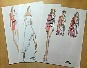 Original Dated Sketches 2005 Fashion Design Student - Summer Pastel collection - Picture 1 of 4