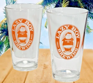 Lot of 2 Lazy Boy Brewing Everett, WA 16oz Pub Tavern Pint Glasses 5 7/8" Tall - Picture 1 of 5