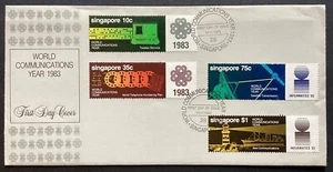 SINGAPORE 1983 World Communication Year FDC (PSE924) - Picture 1 of 2