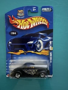 Hot Wheels 35TH Anniversary '40 Ford Coupe #204 Flat Black with Flames - Picture 1 of 3