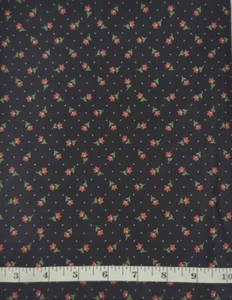 Vintage Unbranded Small Print Floral On Black Cotton Sew Quilt Fabric 1.25yds - Picture 1 of 2