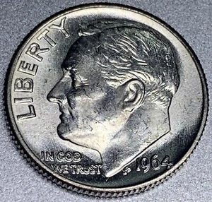 1964-P Silver Roosevelt Dime Gem Bu 90% Silver "Free Shipping" Actual Coin SS161 - Picture 1 of 2