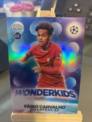 Fabio Carvalho 2022-23 Topps Chrome UEFA Soccer Wonderkids Insert RC Liverpool - Image 1 of 4