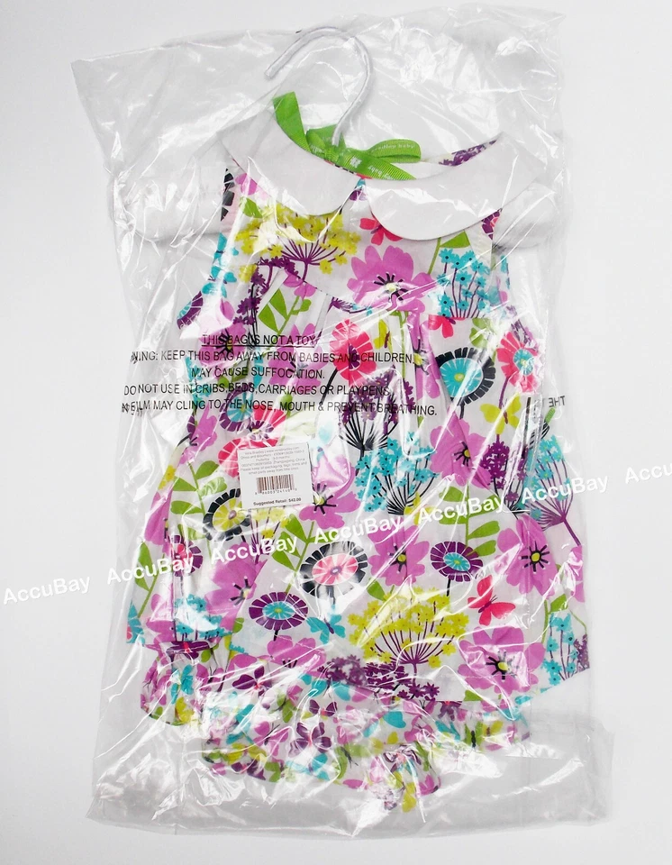 Vera Bradley 连衣裙和 Bloomers FLUTTERBY 0-3 个月蝴蝶花全新带标签 — 第 1/1 张图片