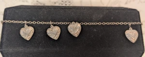 WWII Military Puffy Heart Sweetheart Bracelet Sterling Silver V Victory READ - Picture 1 of 6