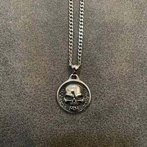 Ed Hardy Stainless Steel Men’s Skull Pendant With 30 Inch Chain - Picture 1 of 5