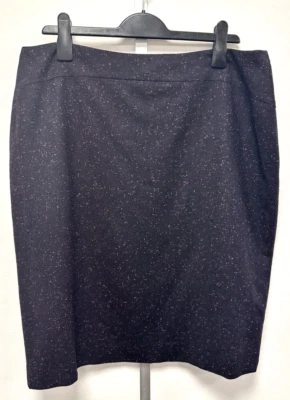 Jaeger UK18 Eu46 US14 black with purple fleck wool/cashmere straight lined skirt - Image 1 of 4