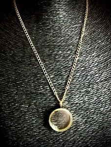 Gold Ash Hair Ashes Pendant 18” Necklace Bereavement Jewellery Glass Locket - Picture 1 of 4