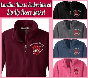 Embroidered Cardiac Nurse Zip Up Fleece Jacket Comfortable Apparel Color Variety - Picture 1 of 15