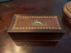 Vintage Inlaid Wood Cigarette Box Equestrian Hunt Theme Horse Dogs