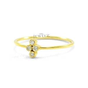 14K Gold 0.06 CT Four VS/F-G Diamond Floral Ring Size - 3 to 8 US- The Jewelz - Picture 1 of 3