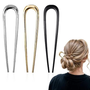 3pcs Metal French Hair Pins for BunsU Shaped Hair Fork for Thick HairU Shaped... - Picture 1 of 7