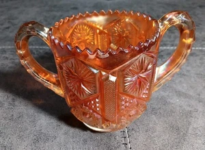 Vintage Imperial Marigold Carnival Glass Sugar Cream Bowl Double Handle 4" Tall - Picture 1 of 20