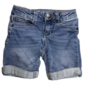 Hippie Girl Shorts Girls Sz 4 Midi Reg Rise Stretch Cuffed Denim Adj Waist - Picture 1 of 3