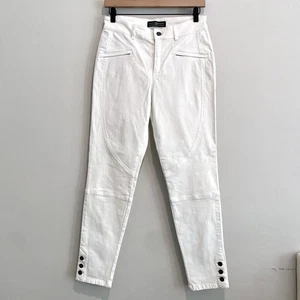 Peruvian Connection Women's 6 Slim Zip Pockets Button Ankle Pants White - Picture 1 of 10