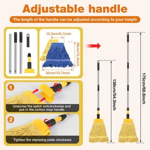 Floor Cleaning String Mop With Long Handle Absorbent String Wet Mop for stJVo - Picture 1 of 11