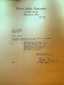 United Artists Letterhead September 20 1924 Robin Hood Ruling Passion - Picture 1 of 2