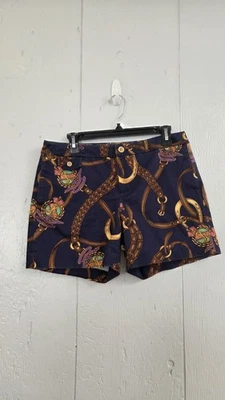 Vtg Ralph Lauren Blue Equestrian Logo Horse Bridle Bit Women's Shorts Sz 6P - Image 1 of 4