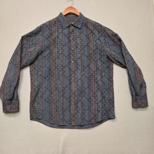 Jhane Barnes Camicia Uomo Multicolore Manica Lunga con Bottoni Taglia Large - Foto 1 di 7