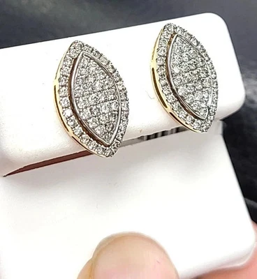 3 克拉圆形切割实验室制造的钻石镶嵌耳钉 14K 镀黄金 — 第 1/4 张图片