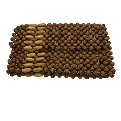 Bolso sin asas de madera vintage con cuentas pequeño plegable boho bohemio madera única Foto 1 de 4