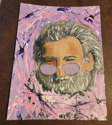 Джерри Гарсия акриловый портрет 12x9 оригинальная картина Grateful Dead на холсте  - Изображение 1 из 4