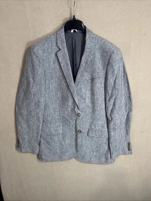 J. Crew Mens 40R Gray white Fancy Check 100% Linen Thompson Sport Coat 2 Button - Image 1 of 4