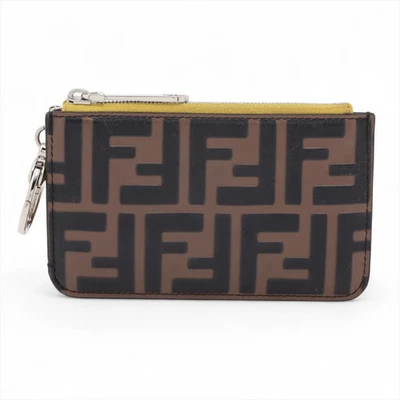 Monedero de cuero Fendi ZUCCa 8AP161 marrón x amarillo Foto 1 de 4