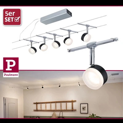 Paulmann LED Seilsystem Komplett Set ClearLED Schwarz/Chrom 5x4W 30VA UVP 80,99€ - Bild 1 von 4