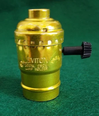 3 Way Gold Colored Lamp Socket by LEVITON with Turn Knob - Image 1 of 4