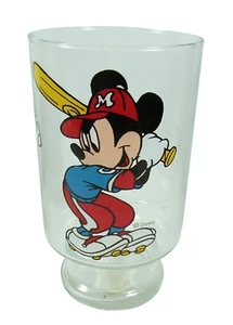 Disney Mickey Mouse Béisbol 28 Onzas Ancla Hocking Pie Vidrio - Imagen 1 de 3