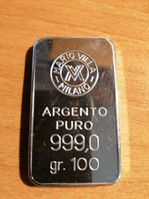 Lingotto argento silver 999 mario villa milano 100 grammi