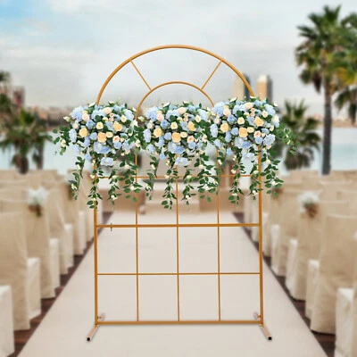 Garden Wedding Arch Backdrop Stand Balloon Flower Decor Rack DIY Design Gold - Image 1 of 4