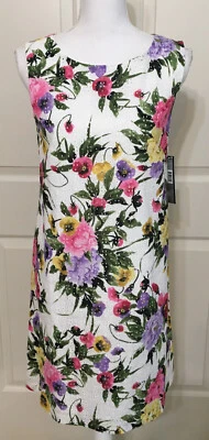 NWT Tahari size 6 white pink purple eyelet sleeveless dress women's $129 - Image 1 of 4