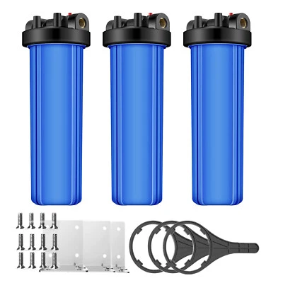 3 Stage Whole House Water Filter System 1" Port With Bracket,20-Inch Big Blue - Image 1 of 4